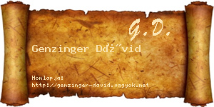 Genzinger Dávid névjegykártya