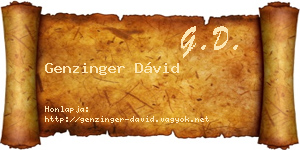 Genzinger Dávid névjegykártya